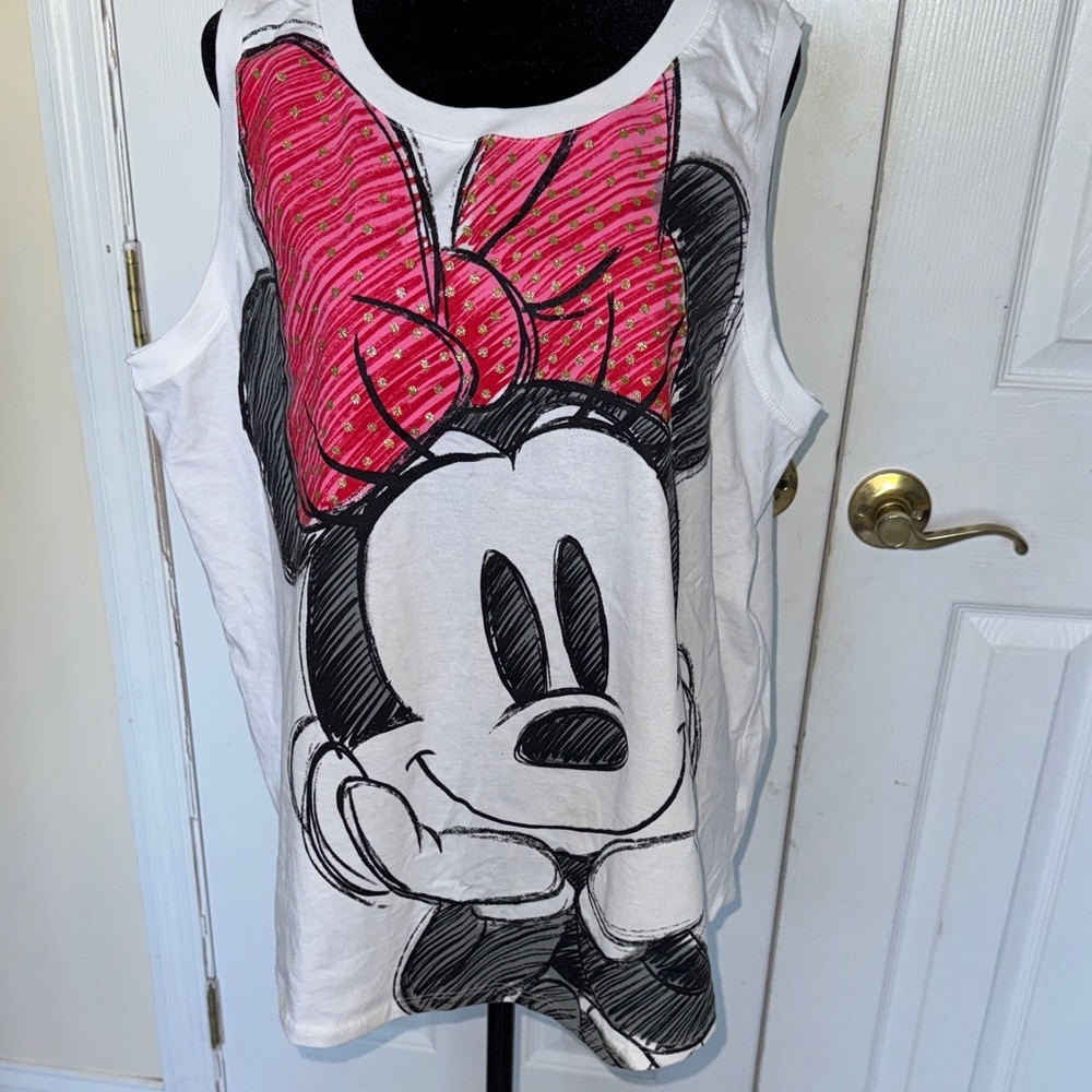 Disney White and Pink Minnie Mouse Muscle Tee - Picture 13 of 14